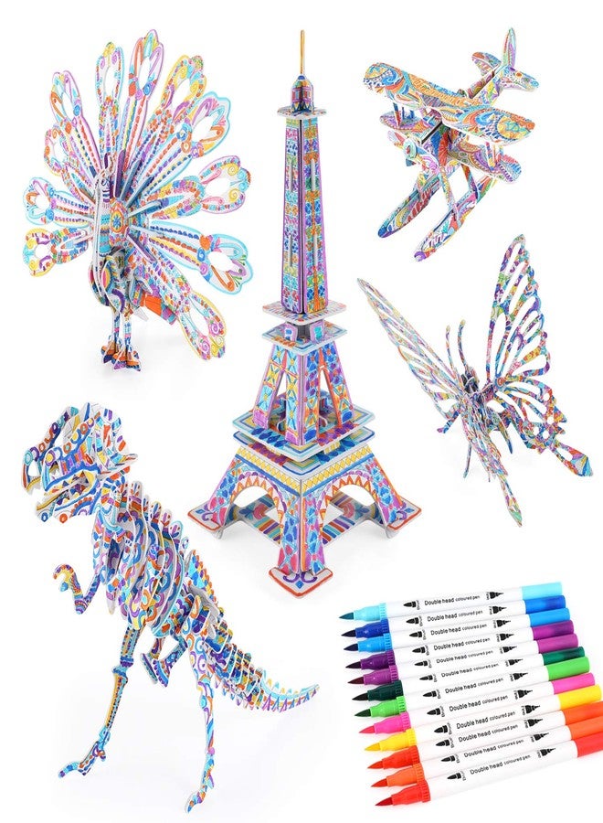 BEARUN 3D Coloring Puzzle Set, Arts and Crafts for Girls and Boys Age 6 7 8 9 10 11 12 Year Old, Fun Educational Painting Crafts Kit with Supplies for Kids, Birthday Toy Gift for Kids - Image 1